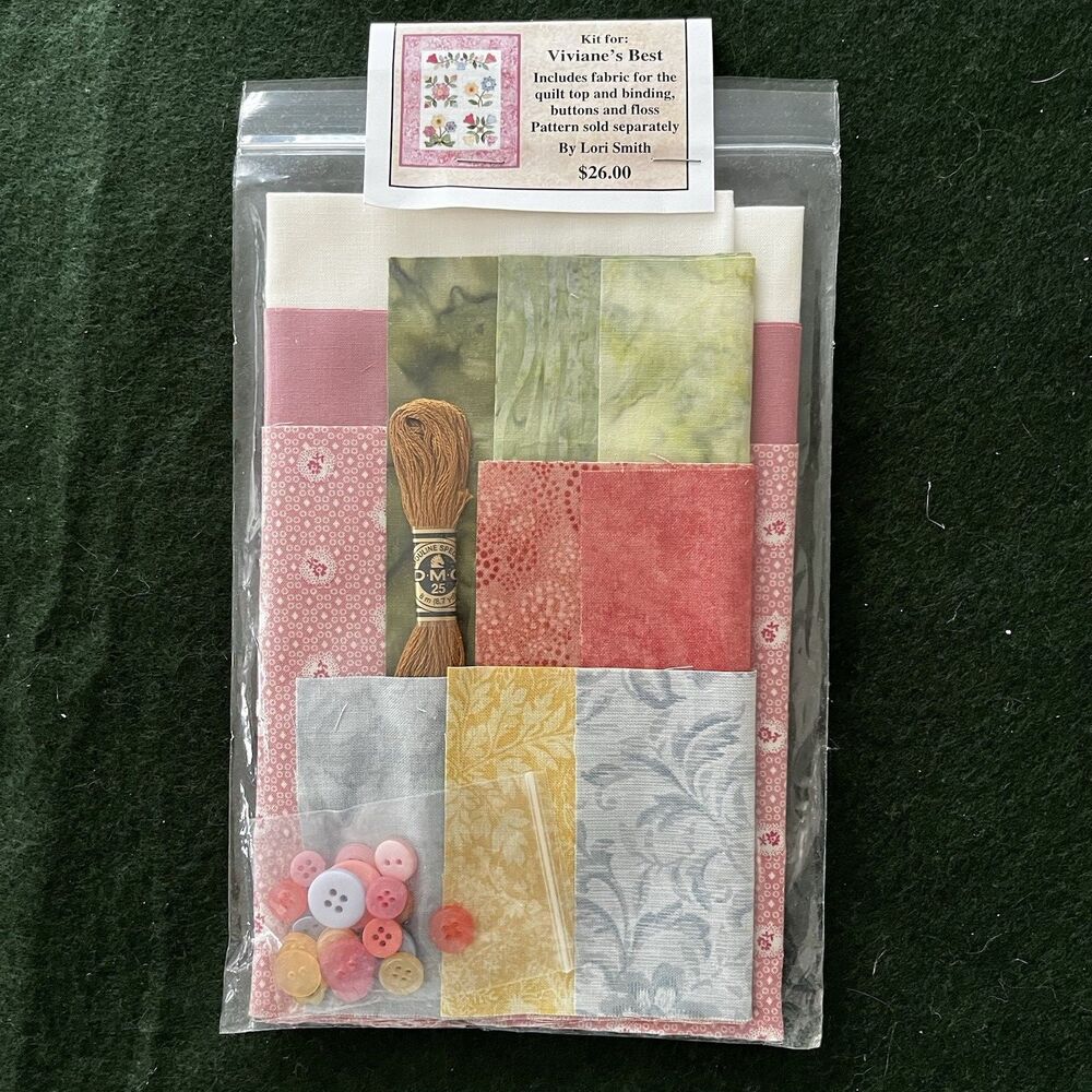 Quilt Fabric Kit Size 11 1/2" x 14" Viviane's Best by Lori Smith From my Heart